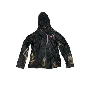Mossy Oak‎ Camo Hooded Jacket Pink Accents Lightweight Full Zip Womens